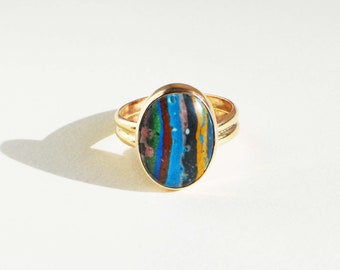 Rainbow Calsilica Ring