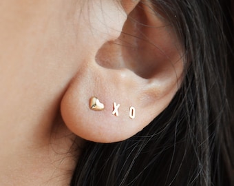 Tiny Gold Letter Earrings