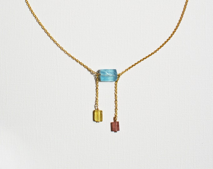 Raw Stone Droplet Necklace