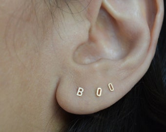 Tiny Gold Letter Earrings