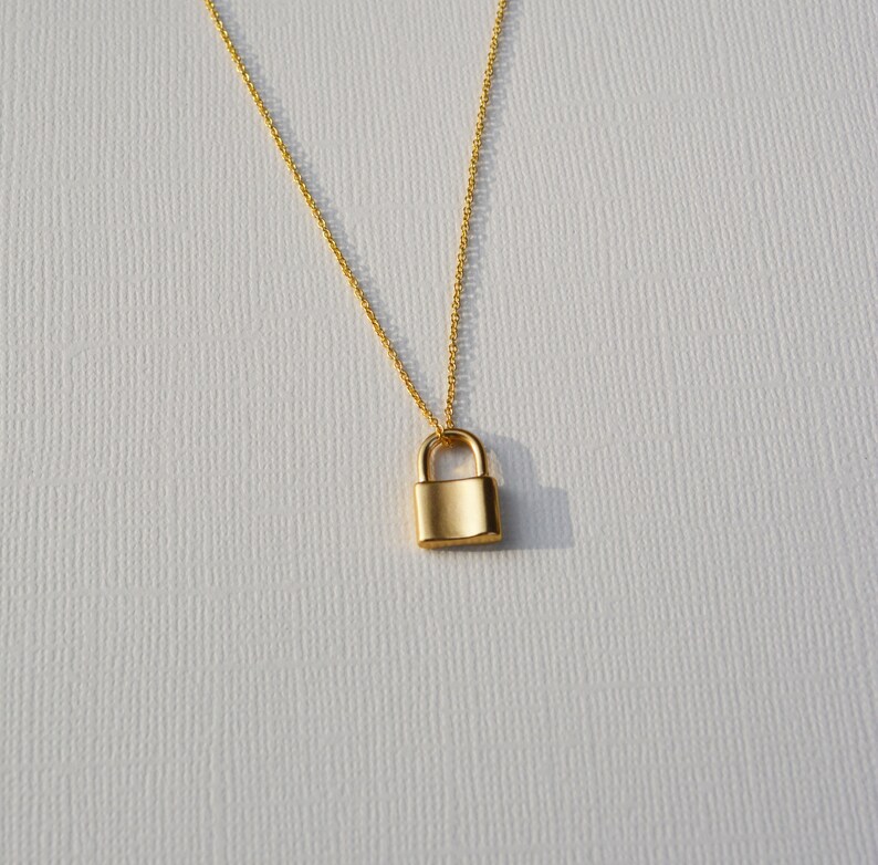 Tiny Padlock Necklace Etsy