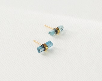 Raw Aquamarine Studs