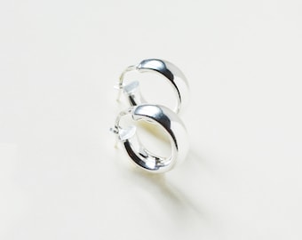 Chunky Silver Huggie Hoops