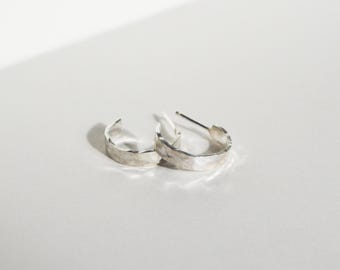 Silver Hammered Hoops