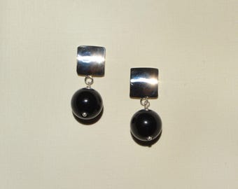 Silver Onyx Earrings