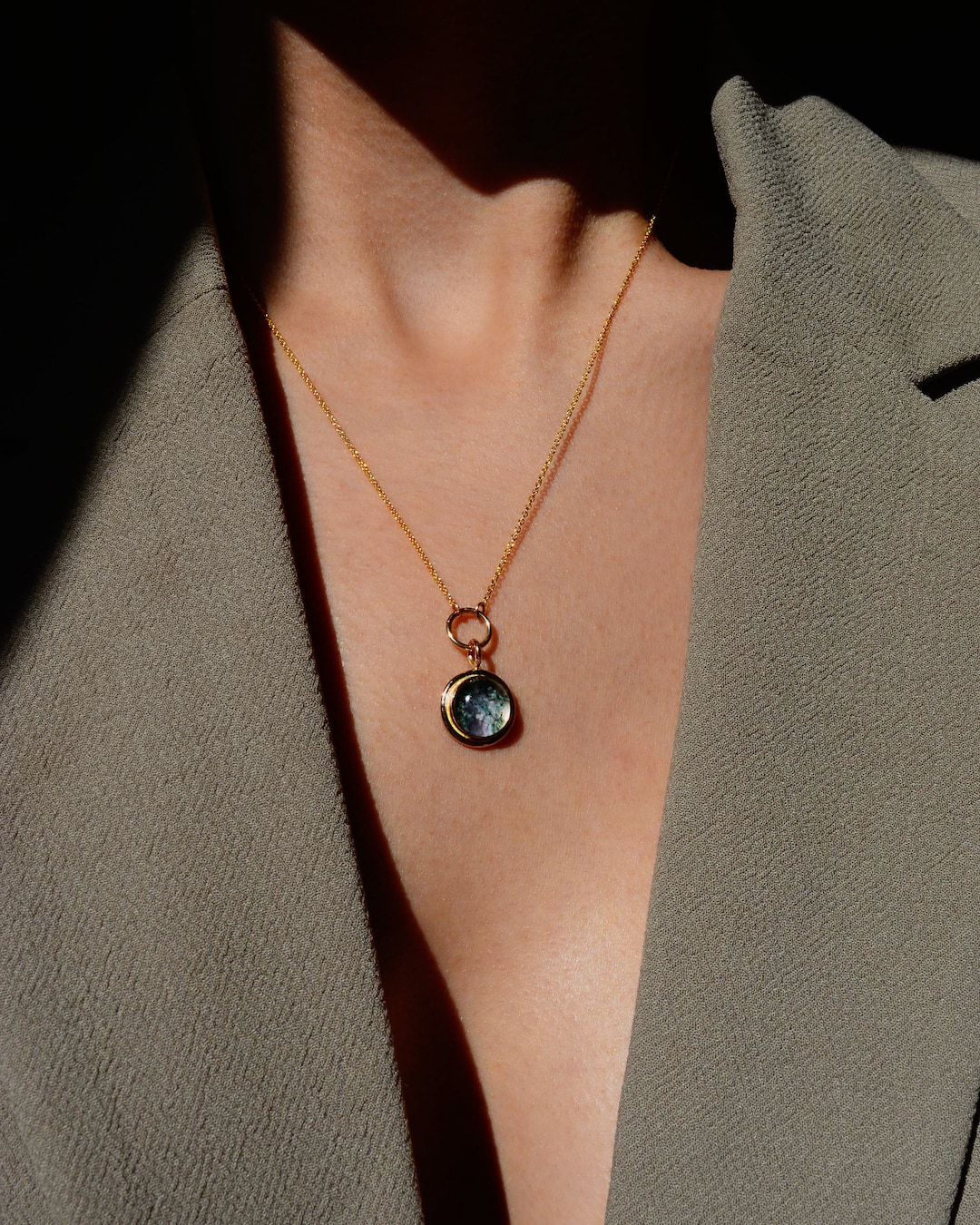 •AEON• moss agate + gold necklace (16