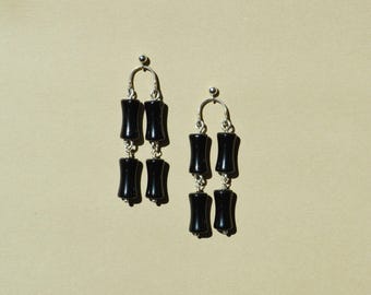 Onyx Bamboo Dangles