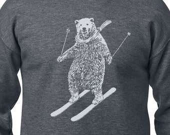 Crew Neck Sweat Shirt, Bear Ski