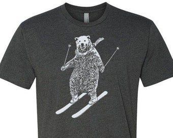 T-Shirt, Bear on Snow Skis