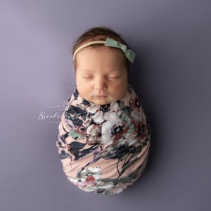 FLORAL WRAP, Stretch Knit Wrap, Newborn Knit Wrap, Newborn Swaddle, Newborn Wrap, Photography Prop, Newborn Prop, Photo Prop