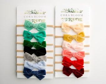 Velvet Bows, Velvet Bow Headband, Velvet Bow Piggys, Baby Headband, Headband, Bow Headband, Bow Clips, Photography Props, Photo Props