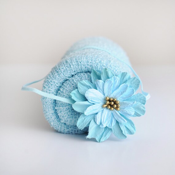 Items similar to Blue Knit Wrap Set, Wrap Set, Baby Wrap Set, Newborn