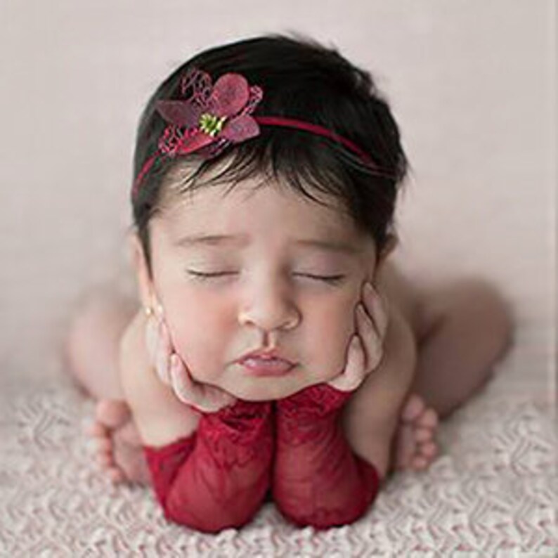 Newborn Baby Toddler Lace Floral Leg Warmers Headband Photography Photo Prop