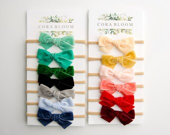 Velvet Bows, Velvet Bow Headband, Velvet Bow Piggys, Baby Headband, Headband, Bow Headband, Bow Clips, Photography Props, Photo Props