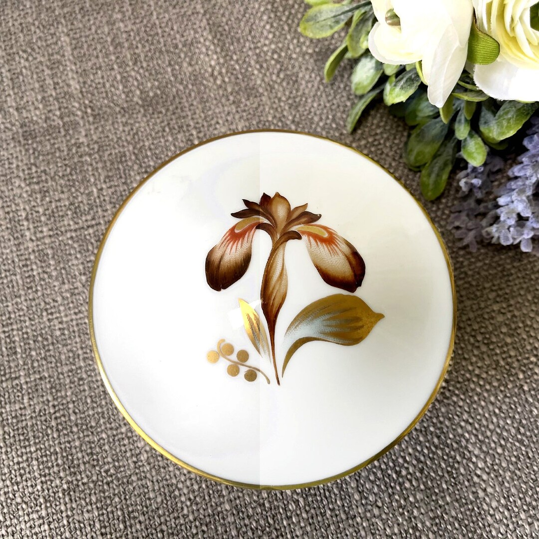 Vintage Royal Copenhagen Brown Iris Trinket Dish & Lid Pattern 9174 ...