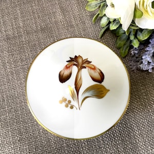 Vintage Royal Copenhagen Brown Iris Trinket Dish & Lid Pattern 9174 Signed