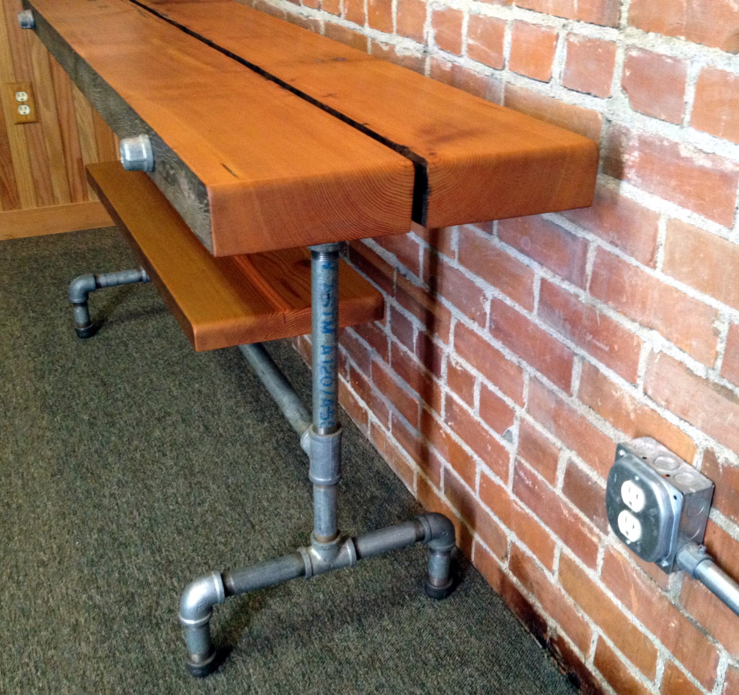 Tv Stand, Reclaimed Wood, Industrial, Pipe, Salvaged Doug Fir Beams