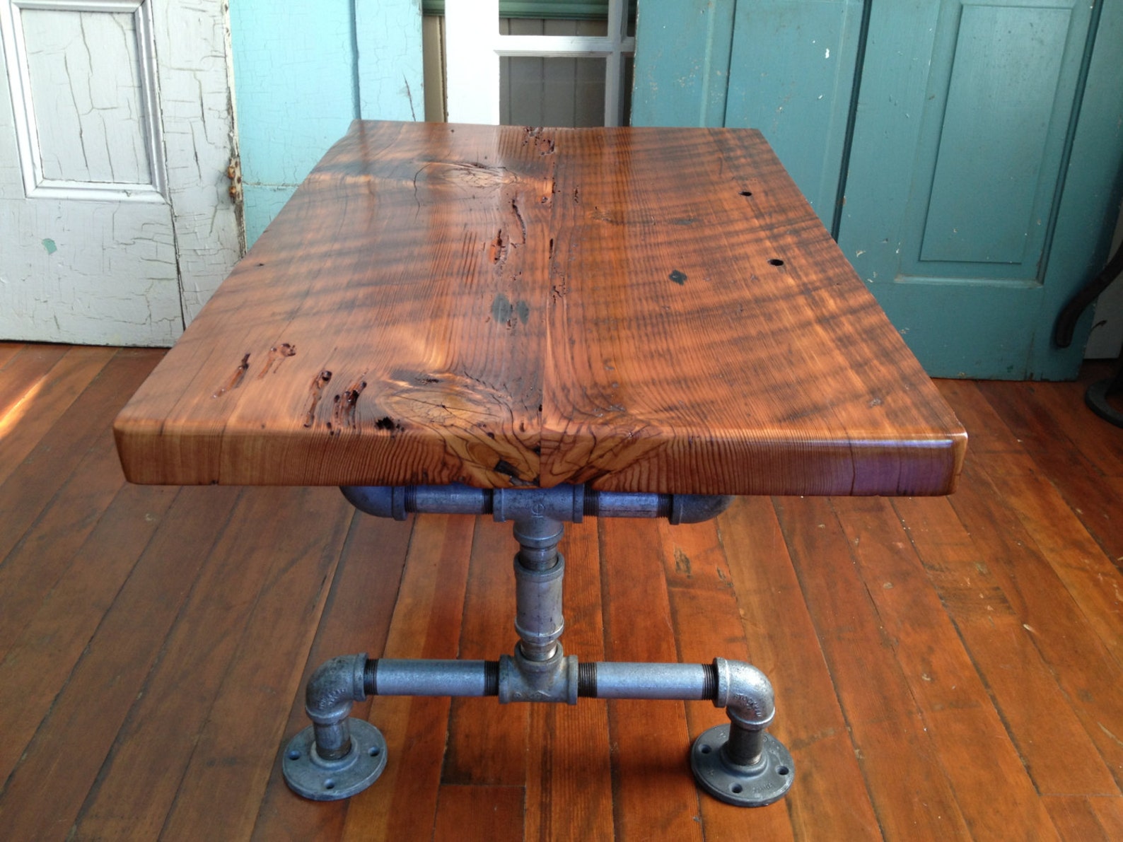 Mesa de madera reciclada granero mesa de centro pipa Etsy