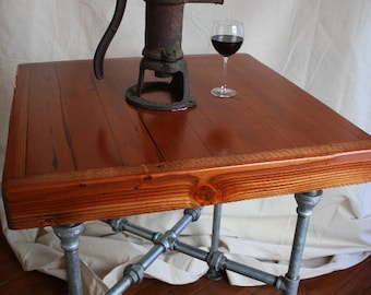 Kitchen Island, Pub table Reclaimed Barnwood and Fir Beams with Galvanized Pipe: reclaimed wood, industrial, wood furniture