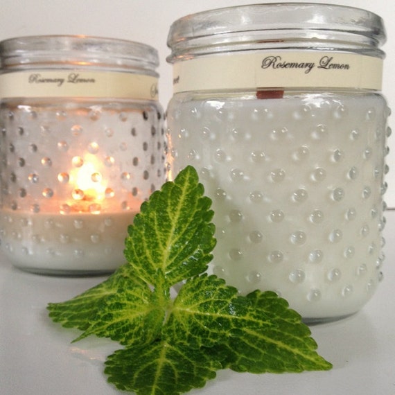 Items similar to Rosemary Lemon Vanilla Natural Soy Candle 20 oz on Etsy