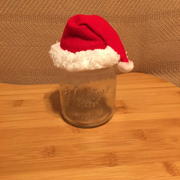 Small, Santa hats, Miniature hat, Gift, Bottle cap, Wine bottle topper, Doll hat, Christmas, Christmas decoration