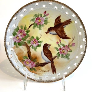 Hand Painted Plate with Birds   by T. Shibuta