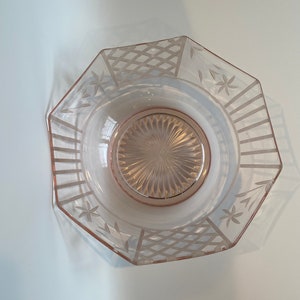 Pink Depression Glass                            Art Deco Style Large Bowl