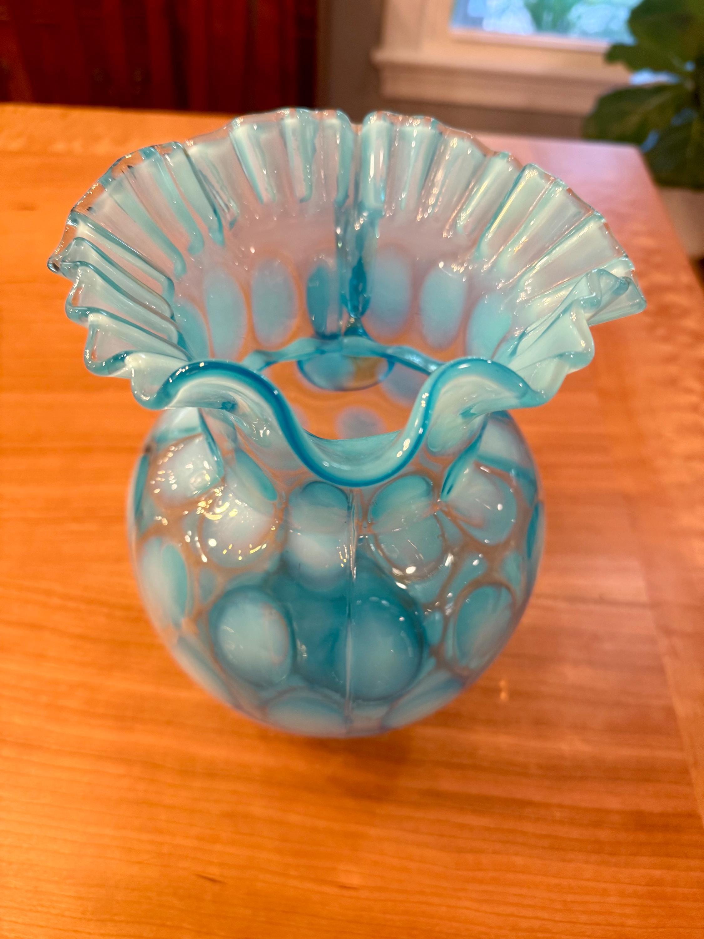 Large Fenton Art Glass Blue Opalescent Coin Dot Pitcher - Etsy