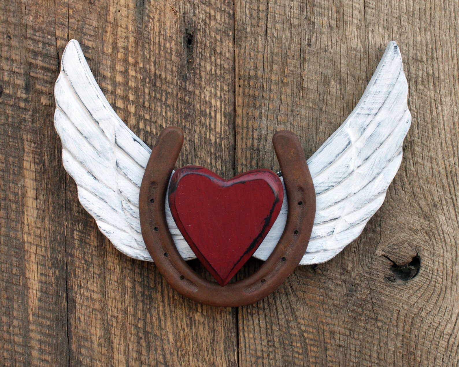 Horse Sign Horseshoe With Angel Wings and Heart Hoof Beats Etsy