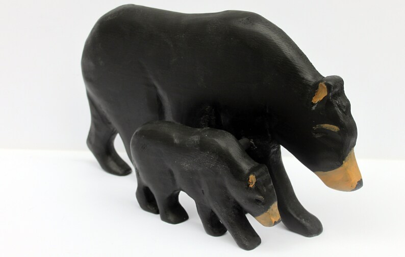 Black Bears Bear Decor Black Bear Decor Carved Set for Etsy