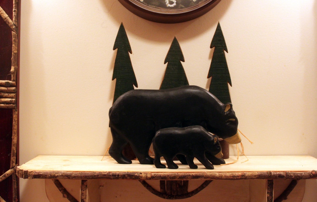 Black Bears Bear Decor Black Bear Decor Carved Set for Etsy