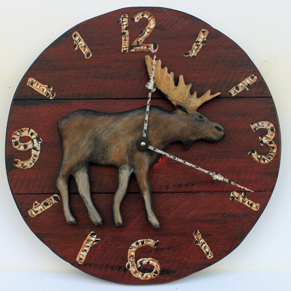 Lodge Clock 17 Cabin Rustic Wall Beaver With Carved