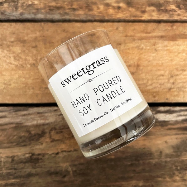 SWEETGRASS Soy Wax Votive Glass Jar Candle Aromatic Aromatherapy Sweet Grass Fresh Scent