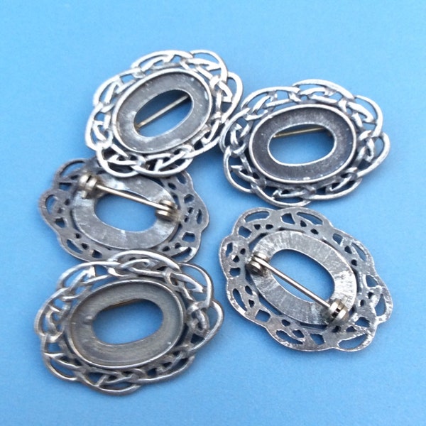 Brooch blank Celtic brooch pewter pin bezel Irish Scottish Welsh Design. Irish Brooch setting. Jewelry making Craft making handicrafts