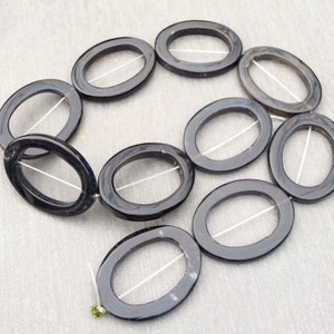5 or 10 black onyx ring beads. Donut beads Oval beads 38mm x 30mm. For earrings pendants jewelry making Schwarz onyxperlen ringe