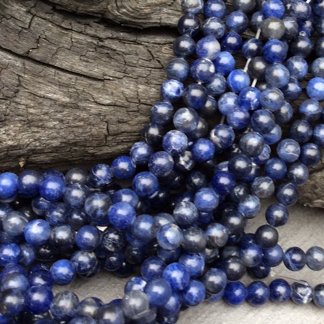 Dumortierite Beads 6mm Round Blue Gemstone Beads. Navy Blue Beads
