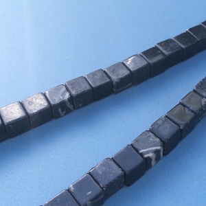 Kilkenny marble 8mm black limestone cube beads. Irish loose strung gemstone. Jewellery craft making Connemara compliment.