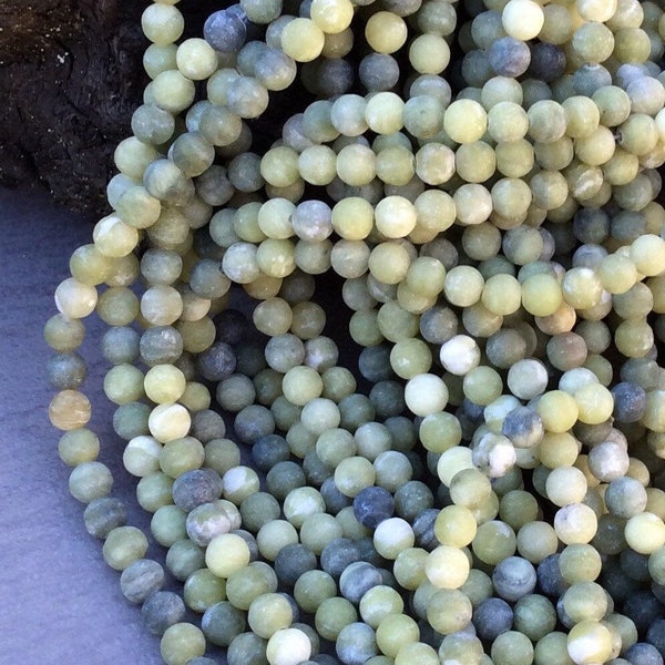 6mm genuine Connemara marble matte beads Irish National Gemstone. 1 strand Jewelry craft making. Natural green stone Ireland. Irish marble