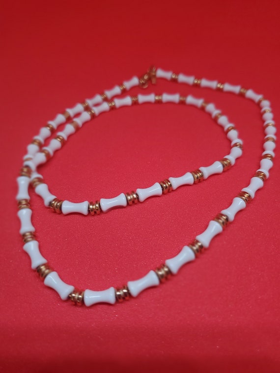 Monet 1960 White Bamboo Style Necklace