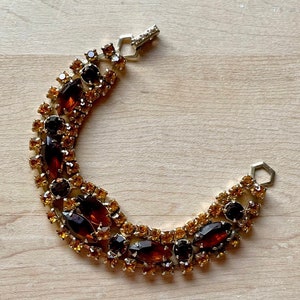 Vintage Gold Tone Topaz Rhinestone Bracelet, Vintage Rhinestone Bracelet, Romantic Bracelet, Vintage Gift Ideas, Topaz Rhinestone Jewelry