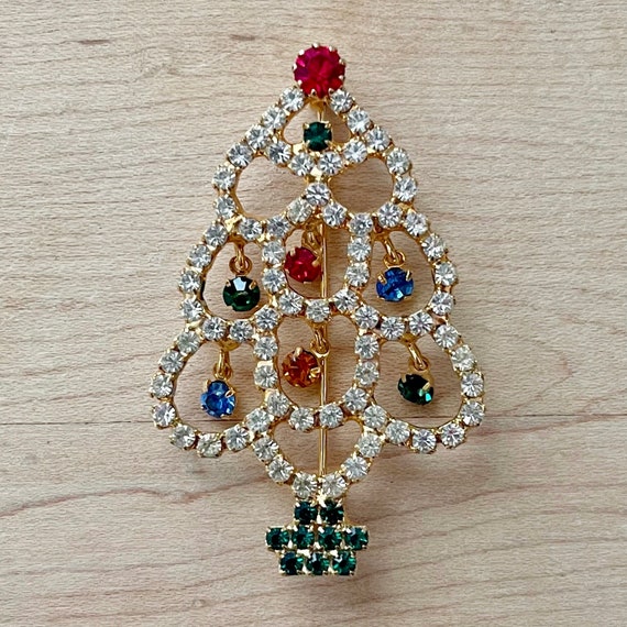 Vintage Rhinestone Christmas Tree Brooch, Christmas Brooch, Vintage Gift Ideas, Vintage Christmas Gift Ideas, Christmas Tree Brooch Pin