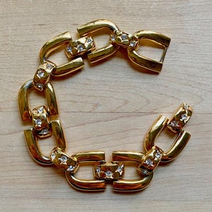 Vintage Joan Rivers Signed Gold Tone Link Bracelet, Joan Rivers Jewelry, Joan Rivers Bracelet, Vintage Gift Ideas, Gift Jewelry