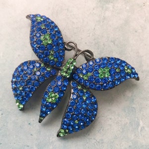 Vintage Blue and Green Rhinestone Butterfly Brooch Pin, Blue Rhinestone Butterfly Brooch Pin, Vintage Artsy Pin, Unique Pin image 4