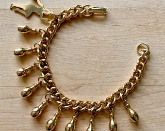 Vintage Gold Tone Women’s Bowling Charm Bracelet, Female Bowler Bracelet, Charm Bracelet, Bowling Charm  Bracelet, Bowling Gift Jewelry