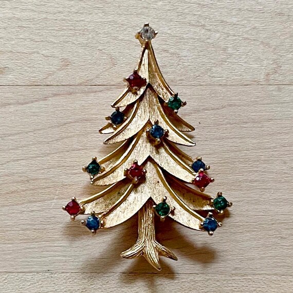 Unique Vintage Trifari Christmas Tree Brooch, Christmas Gift Ideas, Christmas Tree Brooch, Vintage Gift Ideas, Vintage Trifari Jewelry