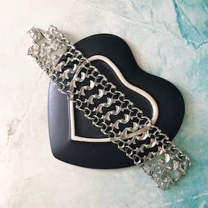 Vintage Sarah Coventry Silver Tone Link Bracelet, Sarah Coventry Link Bracelet, Silver Tone Filigree Bracelet, Romantic Silver Tone Bracelet