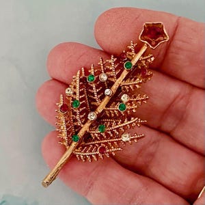 Vintage Rhinestone Christmas Tree Brooch, Christmas Brooch, Vintage Gift Ideas, Vintage Christmas Gift Ideas, Christmas Tree Brooch Pin