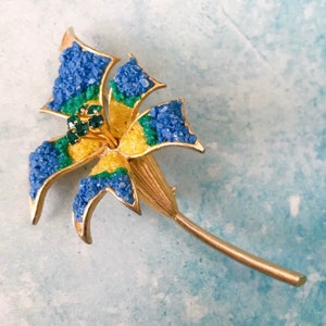 Vintage St. Labre Blue Mosaic Flower Brooch Pin, Mosaic Flower Brooch Pin, Artsy Flower Brooch Pin, Unique Pin, St. Labre Brooch