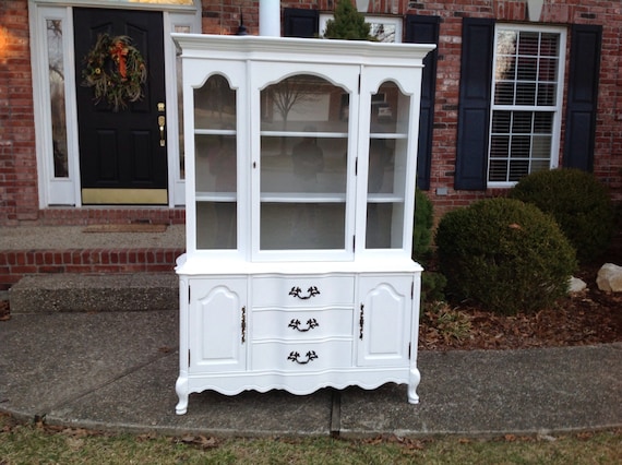 French Provincial Hand Painted China Cabinet Sold Example Of Etsy