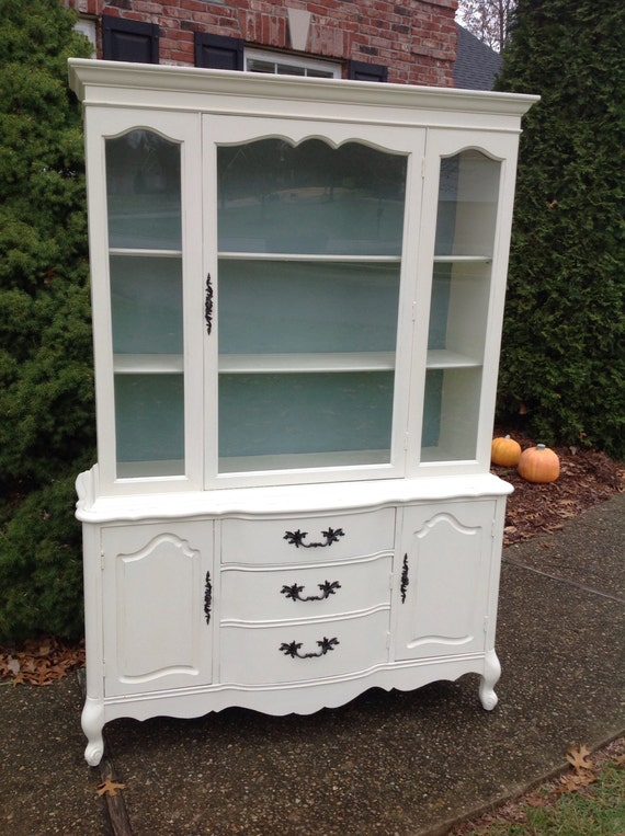 French Provincial Hand Painted China Cabinet Sold Examples Of Etsy